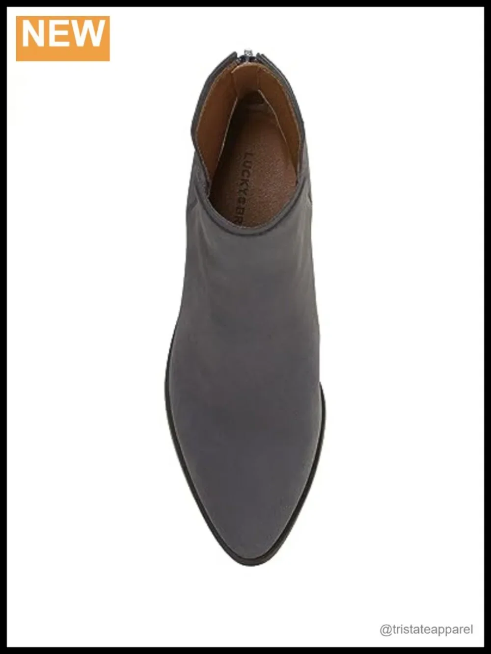 Women's Leather Ankle Booties with Side Zipper Stacked Heel